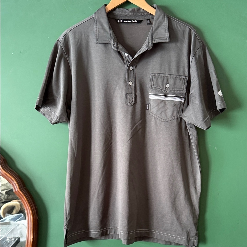 Travis Mathew Charcoal Pocket Polo Mens XL Golf Performance Wear Activewear
